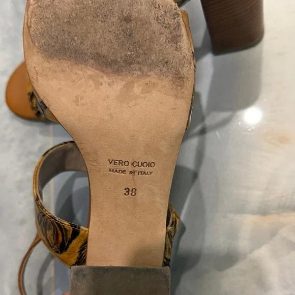 Tan Floral Women's Sandals Cuoieria Fiorentina size 38 - Picture 4 of 5